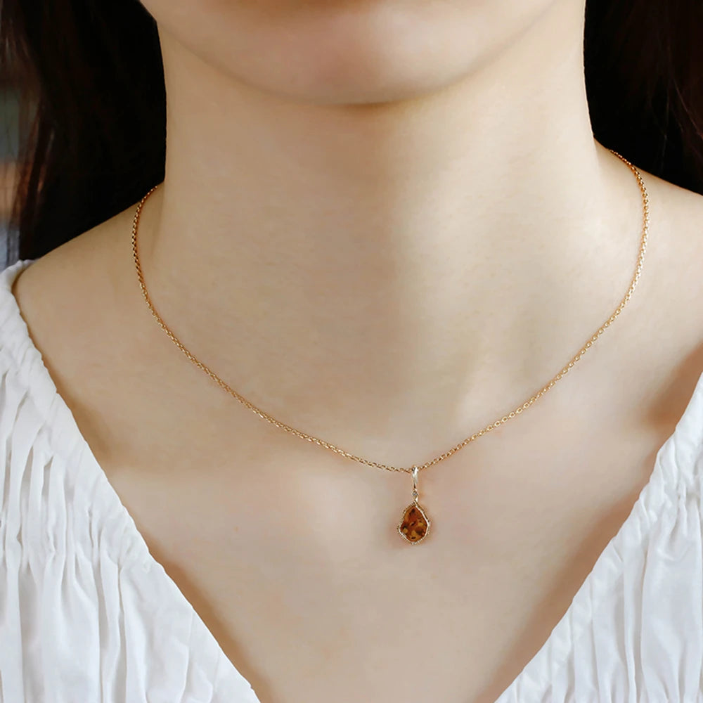 925 Sterling Silver 14K Gold Plated Cz Zircon Vintage Irregular Enamel Necklace