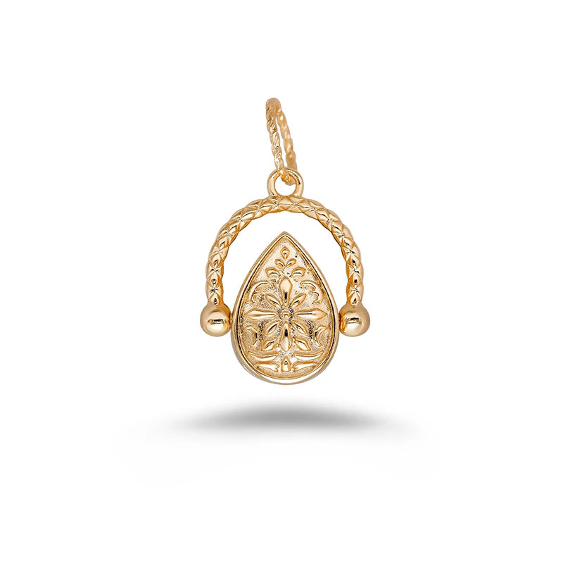 French Retro Style Double-sided Reversible S925 Silver Plated 14K Gold Necklace Pendant Turquoise + Blonde Crystal Drop-shaped d