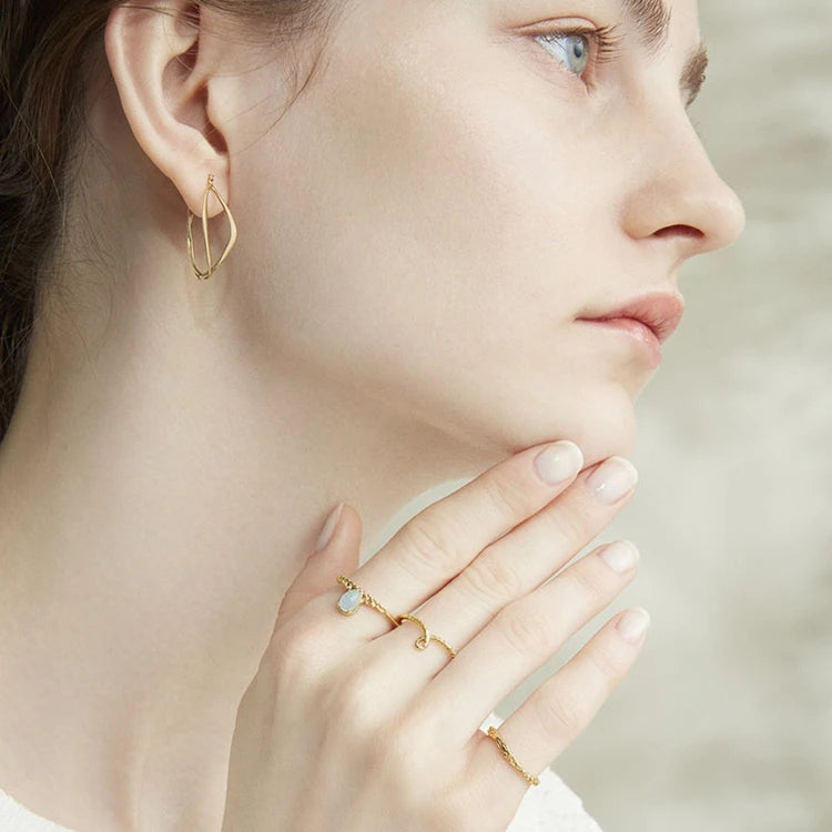 925 Sterling Silver 14K Gold Plated Stripe Infinity Fine Stacked Ring