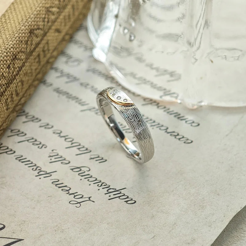 Emotional Factory 925 Sterling Silver 14K Gold Plated Gemstone Cz Zircon Bead Moon Star Ring for Women