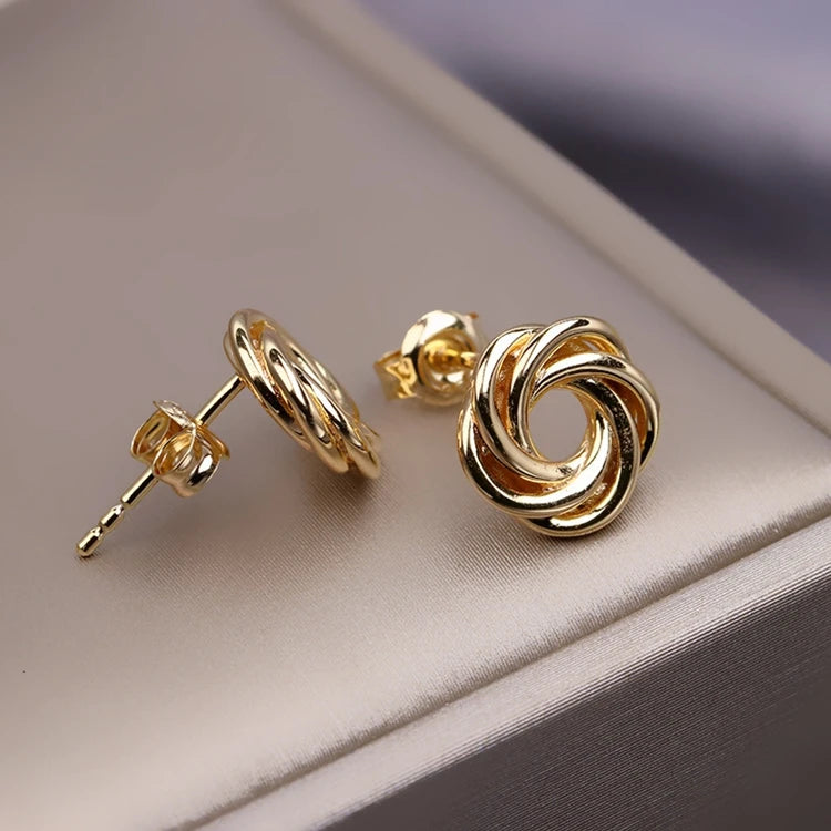 Emotional Factory 925 Sterling Silver 14K Gold Plated Line Combination Wispy Swirl Earrings
