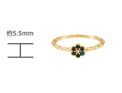 Small Flower Twist Natural Black Onyx Ring