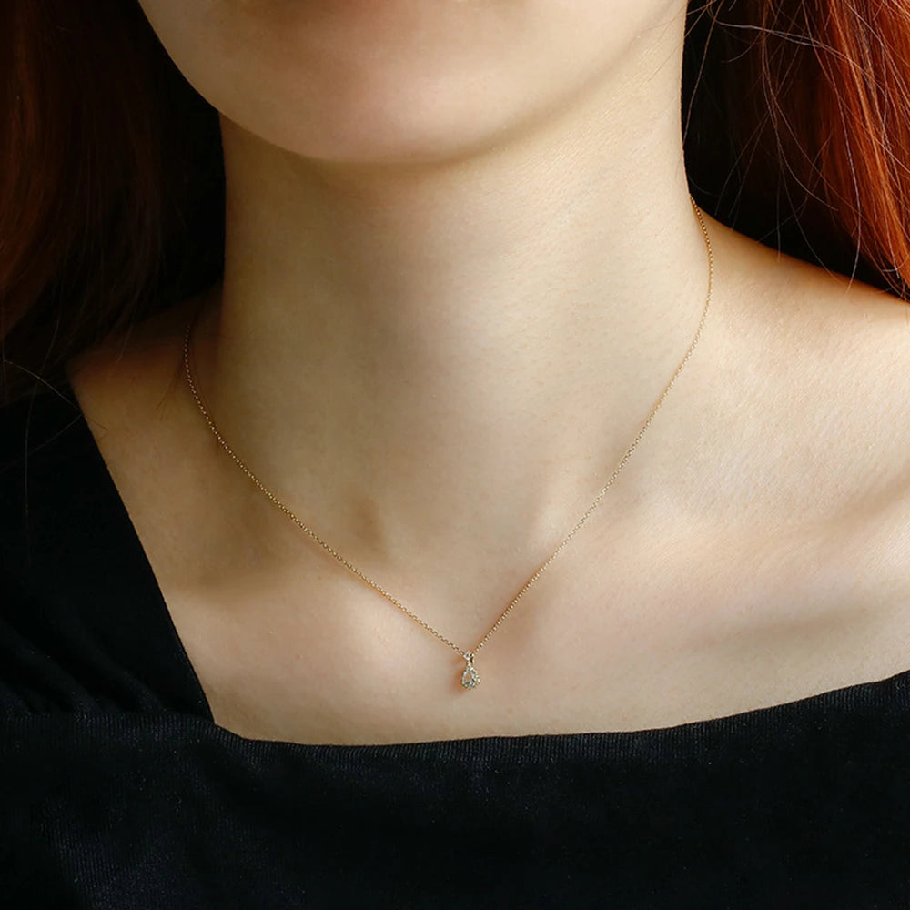 Emotional Factory 925 Sterling Silver 14K Gold Plated Gem Stone Gemstone March Birthstone Drop Natural Aquamarine Necklace