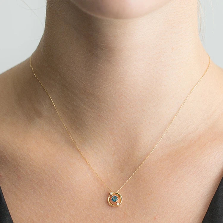 Emotional Factory 925 Sterling Silver 14K Gold Plated Gemstone Moonstone Topaz Custom Stone Necklace