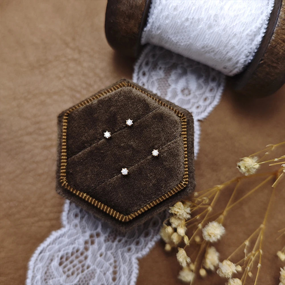 Emotional Factory 925 Sterling Silver 14K Gold Plated Gemstone Time Scarred Track Star Moissanite Earrings