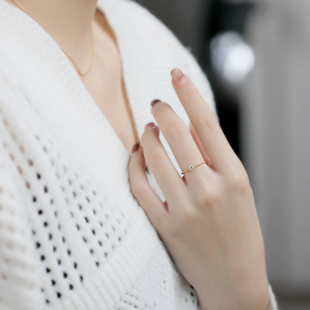 Custom 925 Sterling Silver 14K Gold Plated Natural Stone Gemstone All Match Women Rings Simple Style Fine Single Moissanite Ring