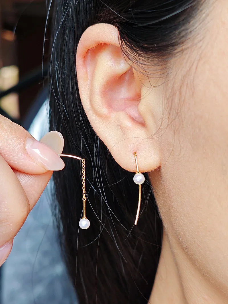 Emotional Factory 925 Sterling Silver 14K Gold Plated Gemstone Freshwater Pearls Long Earrings