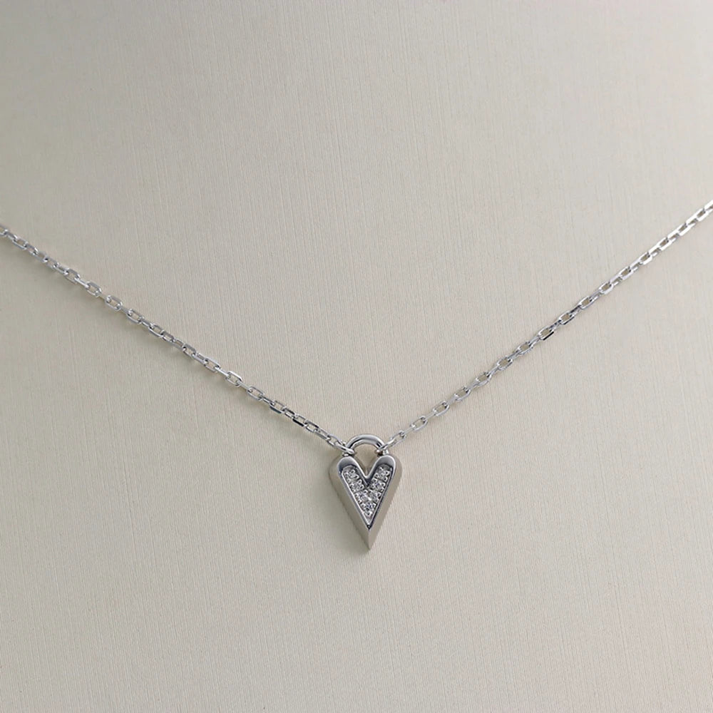 Emotional Factory 925 Sterling Silver 14K Gold Plated Cz Zircon Micro-Set Pendant Peach Heart Necklace