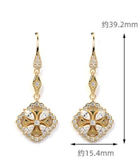 Emotional Factory 925 Sterling Silver 14K Gold Plated Gemstone Magic Zircon European Retro Earrings