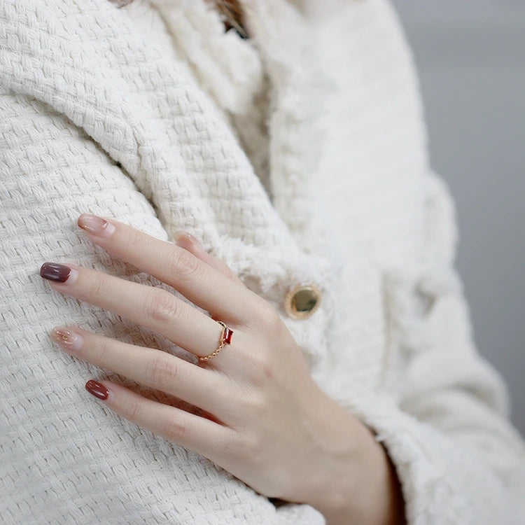 Emotional Factory 925 Sterling Silver 14K Gold Plated Gemstone Bezel Car Flower Natural Red Garnet  Ring