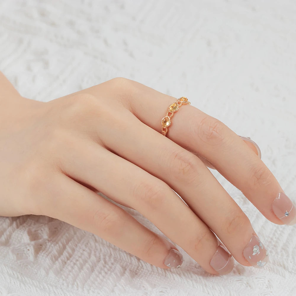 Gem Rhombus Hollow Natural Citrine Energy Ring