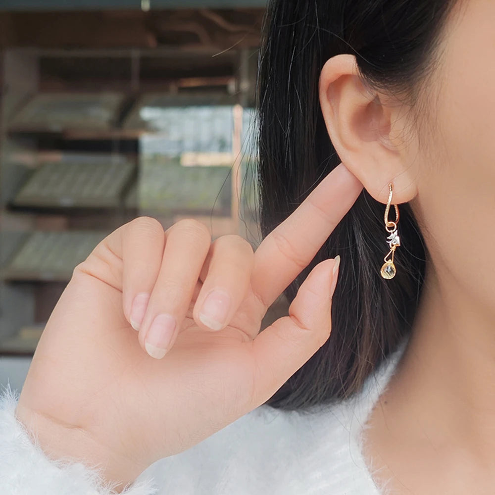 Emotional Factory 925 Sterling Silver 14K Gold Plated Gemstone Color Separation Plating Falcon Desert Citrine Earrings