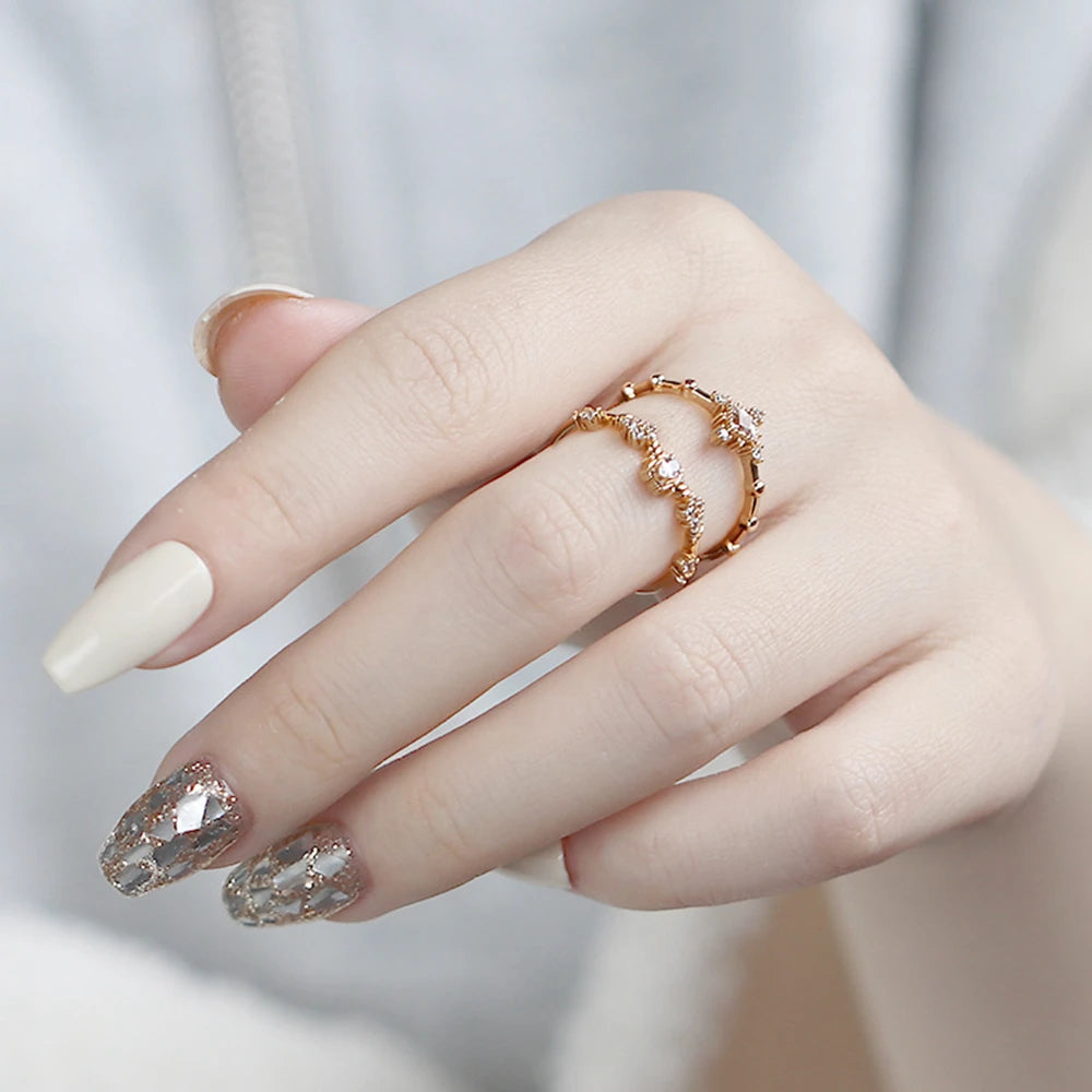 Custom 925 Sterling Silver 14K Gold Plated Natural Stone Gemstone Gem White Topaz Geometry Square Ring