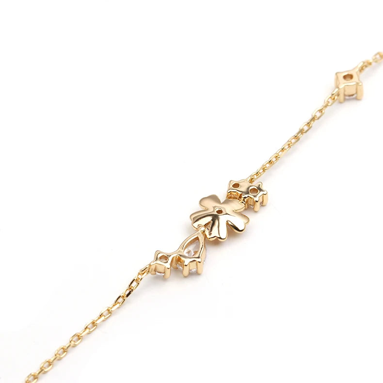 Emotional Pulseras De Plata Jewelry Fine Jewelry Stock 925 Sterling Silver 14K Gold Plated Gemstone Flower Zircon Bracelet