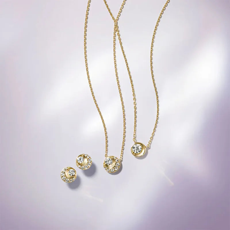 Emotional Factory 925 Sterling Silver 14K Gold Plated Gemstone Minimalist Niche Designs Round Moon Star Necklace for Women