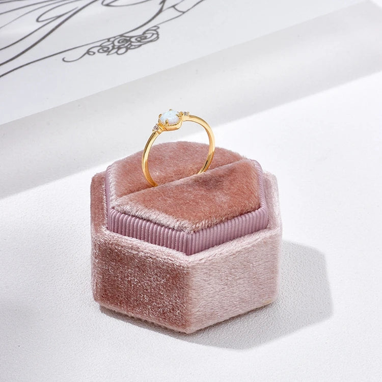 Emotional Factory 925 Sterling Silver 14K Gold Plated Gemstone Natural Topaz Heart Shaped Opal Ring