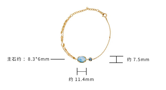 Emotional Schmuck Fur Frauen 925 Sterling Silver 14K Gold Plated Gemstone Egg-Shaped Seafoam London Blue Topaz Bracelet