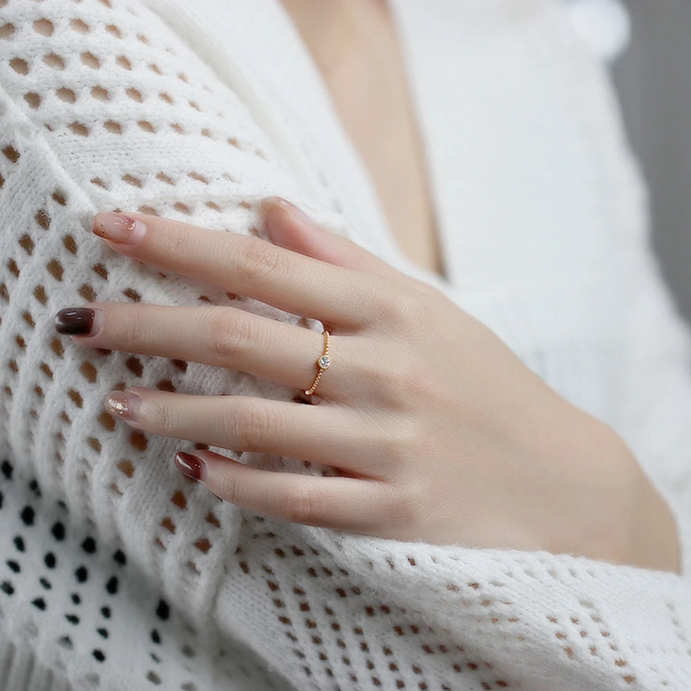 Custom 925 Sterling Silver 14K Gold Plated Natural Stone Gemstone All Match Women Rings Simple Style Fine Single Moissanite Ring