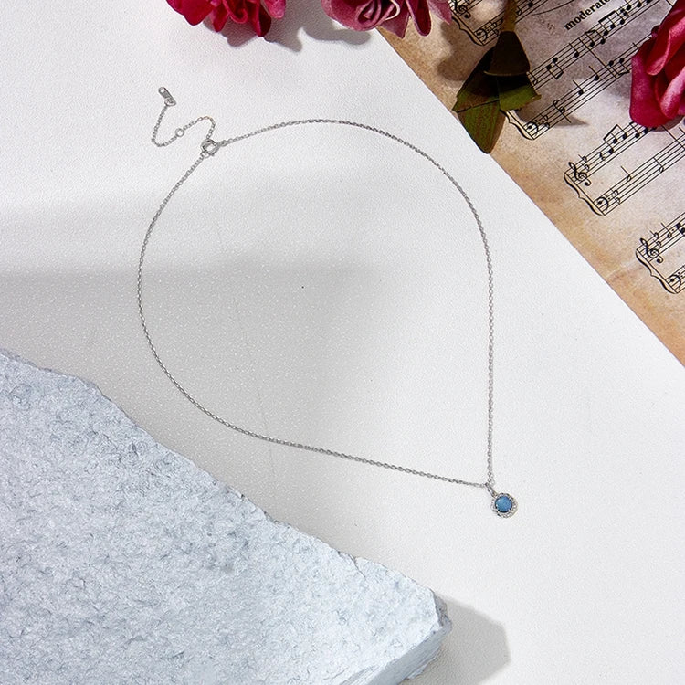 Emotional Factory 925 Sterling Silver 14K Gold Plated Gemstone Double Layer Disc Round Opal Pendant