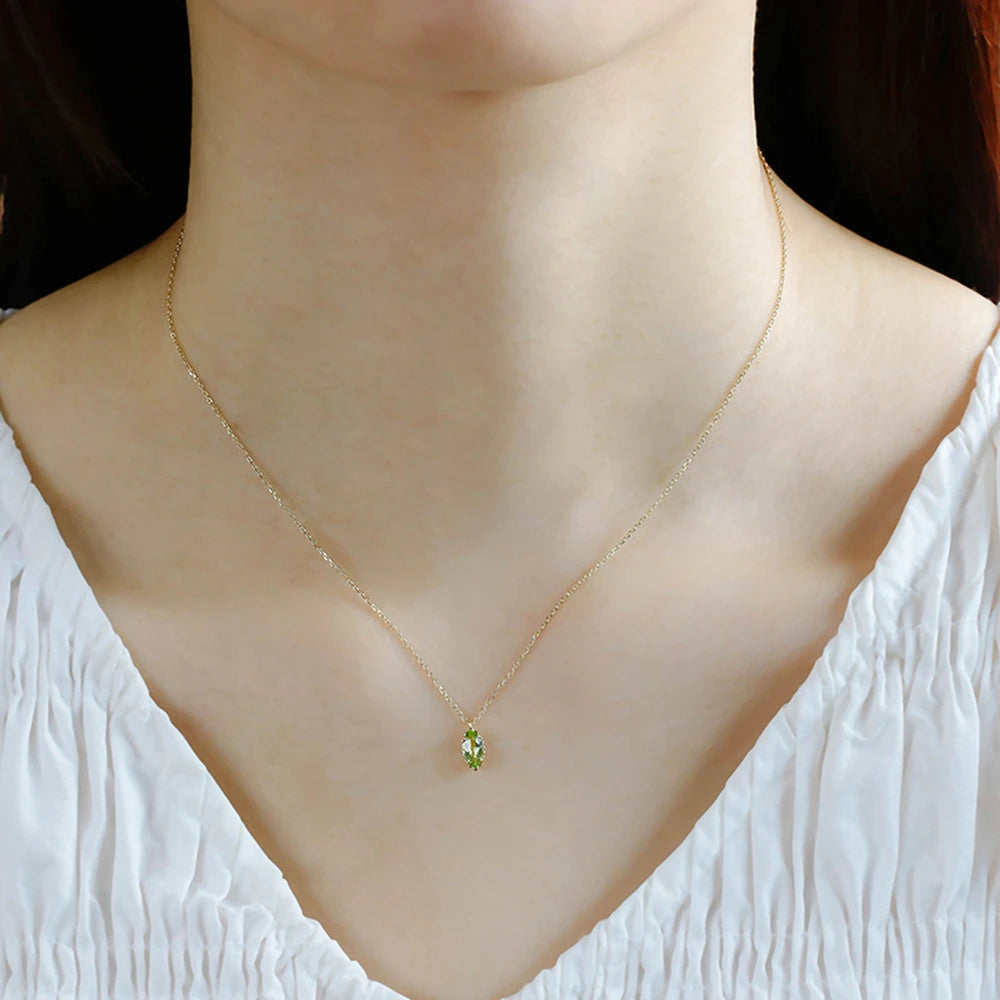 Simplicity Drop Green Peridot Necklace With Natura Stone
