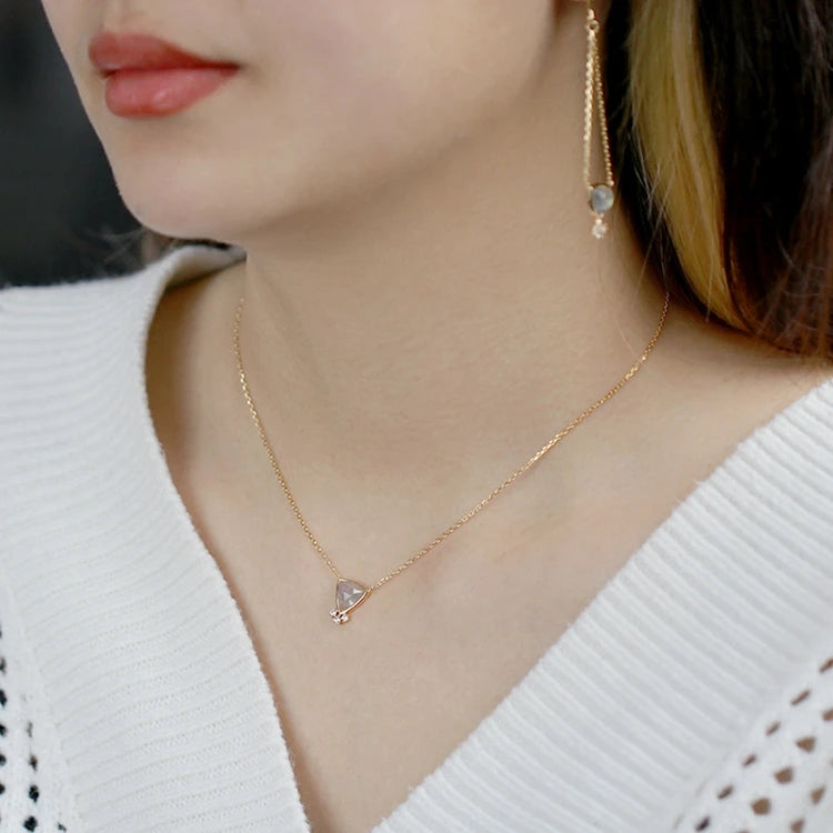 Emotional Factory 925 Sterling Silver 14K Gold Plated Gemstone Labradorite Bezel Bouquet Pendant Necklace