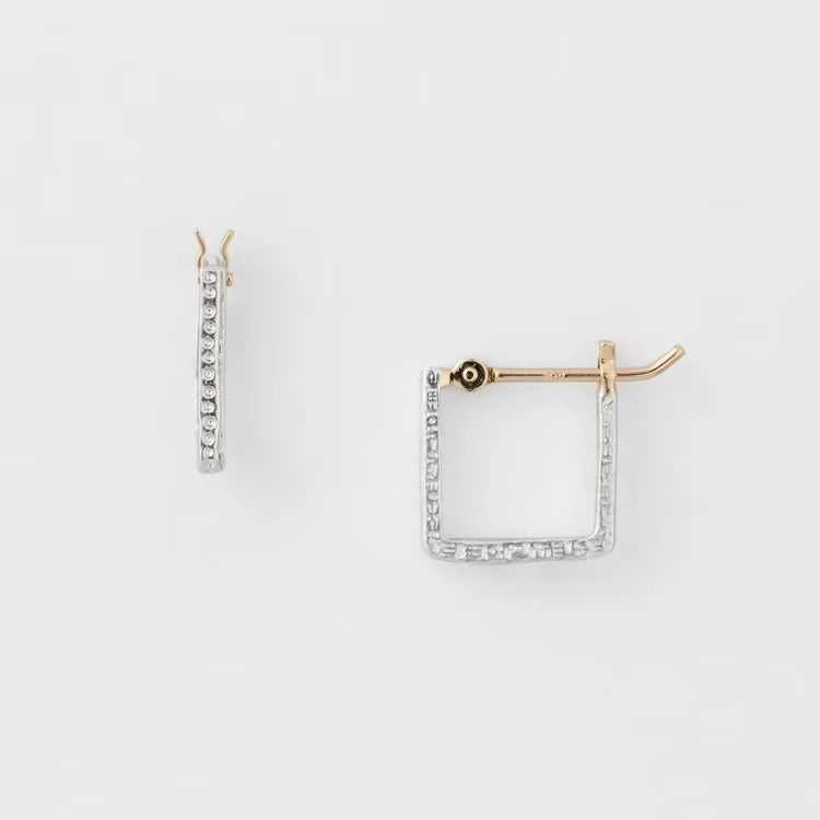 925 Sterling Silver 14K Gold Plated Gemstone Retro Simple Irregular Line Openwork Design Geometric Square Vegan Silvers Earrings