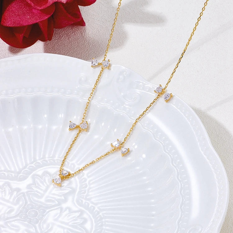 925 Sterling Silver Gold Plated Gemstone Kite Premium Lightweight Long Bow Tie Necklace