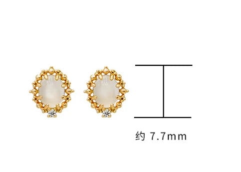 925 Sterling Silver 14K Gold Plated Gemstone Drop Zircon White Moonstone Earrings