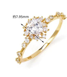 925 Sterling Silver 14K Gold Plated Gemstone Romantic Heart Shape Moissanite Engagement Proposal Ring