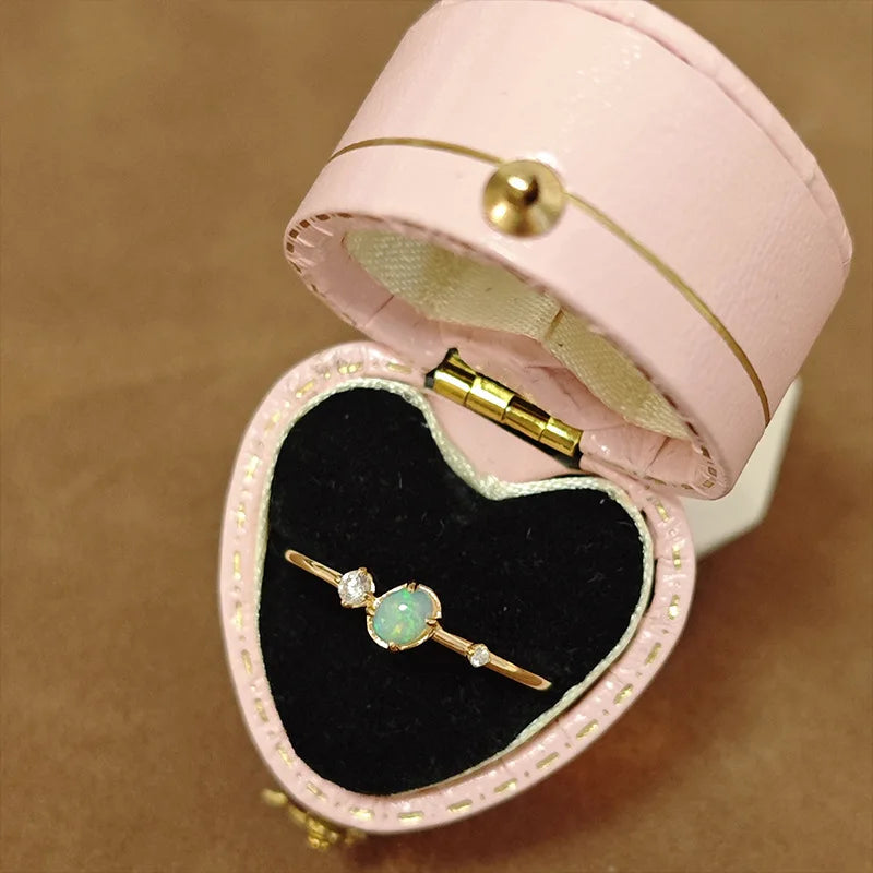 Emotional Factory 925 Sterling Silver 14K Gold Plated Gemstone Cz Zircon Geometric Natural African Opal Ring