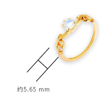Emotional Factory 925 Sterling Silver 14K Gold Plated Gem Stone Gemstone Flying Crown Design Moonstone Ring