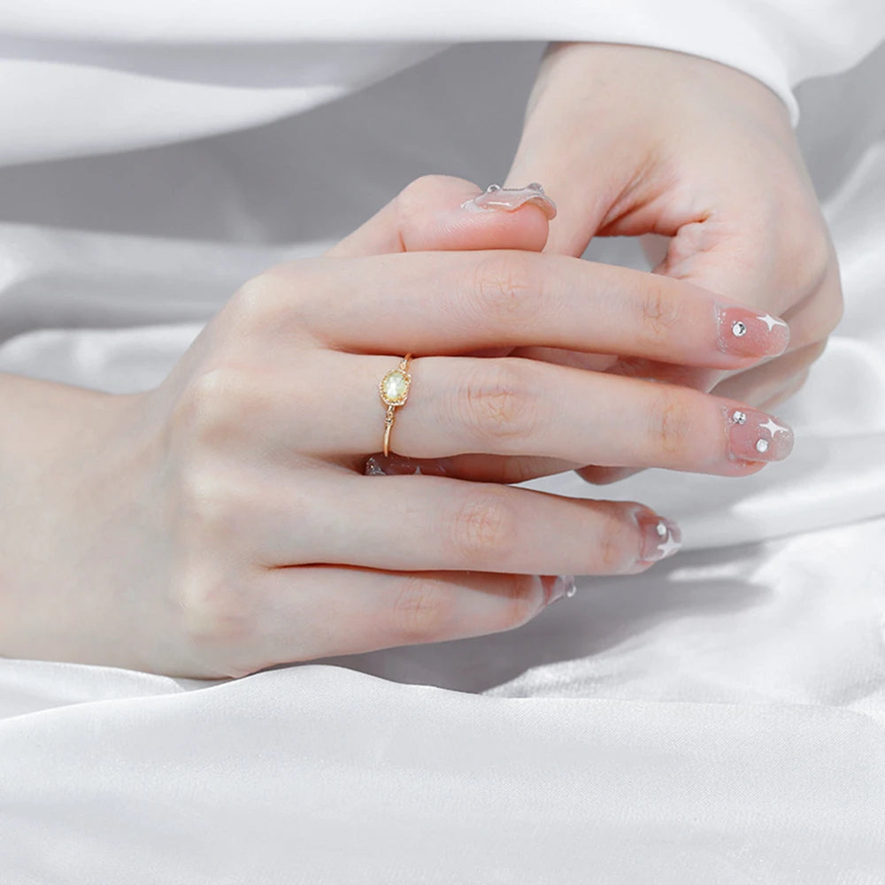 925 Sterling Silver 14K Gold Plated Gem Stone Gemstone Cz Zircon Many Stars Fashion Workplace Irregular Pink Shell Ring