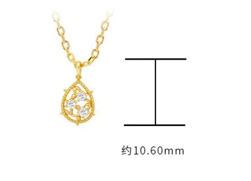 Emotional Factory 925 Sterling Silver 14K Gold Plated Zircon Rose Thorns Hollow Leaves Oval Necklace