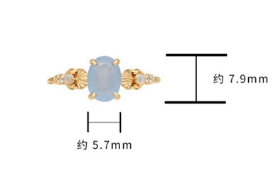 Emotional Factory 925 Sterling Silver 14K Gold Plated Gem Stone Gemstone Summer Shell Necklace Navy Blue Chalcedony Ring