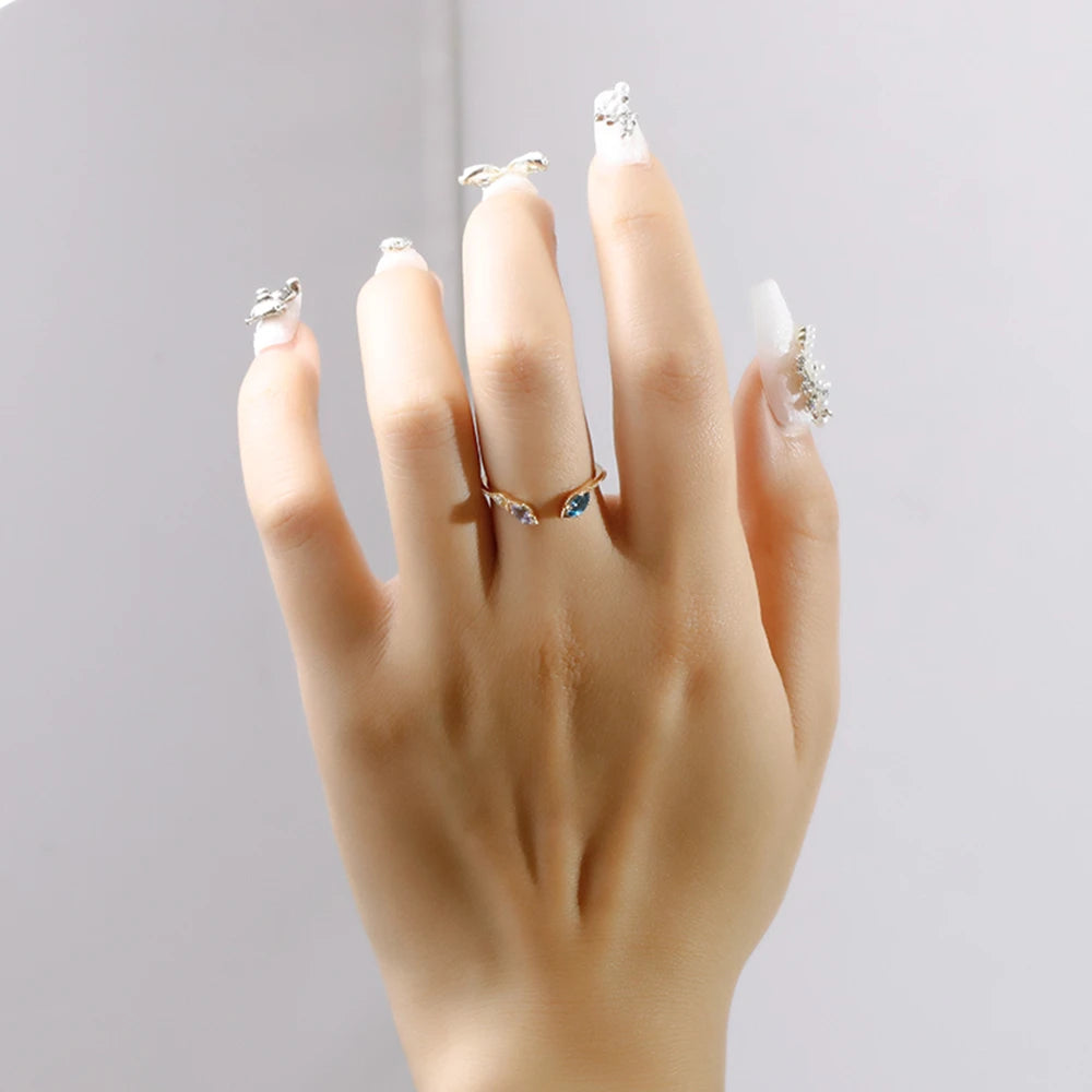 Emotional Factory 925 Sterling Silver 14K Gold Plated Gemstone Adjustable Snake Tanzanite Zircon London Blue White Topaz Ring