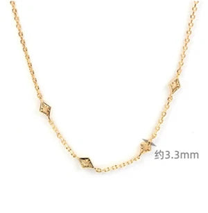 Gemstone Emotional Factory 925 Sterling Silver 14K Gold Plated Zircon Simple Eight-Pointed Star Carved Necklace