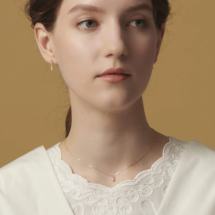 Emotional Factory 925 Sterling Silver 14K Gold Plated Gemstones Vintage Artificial Opal Simple Bead Chain Shaped Earrings