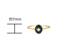 Emotional Factory 925 Sterling Silver 14K Gold Plated Gemstones Vintage Light Luxury Egg Shaped Black Onyx Ring