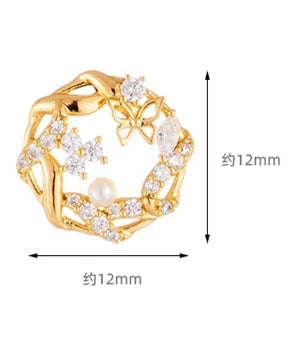 Emotional Factory 925 Sterling Silver 14K Gold Plated Round Hollow Butterfly Pearl Earrings