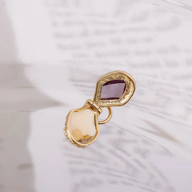 French Retro Simple Style S925 Silver Plating14k Gold Color-changing Corundum Detachable Lockets Pendant