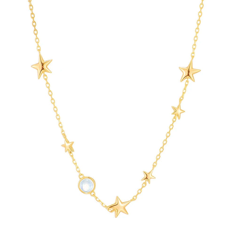 Gemstone Simpler Moonstone Star Necklace