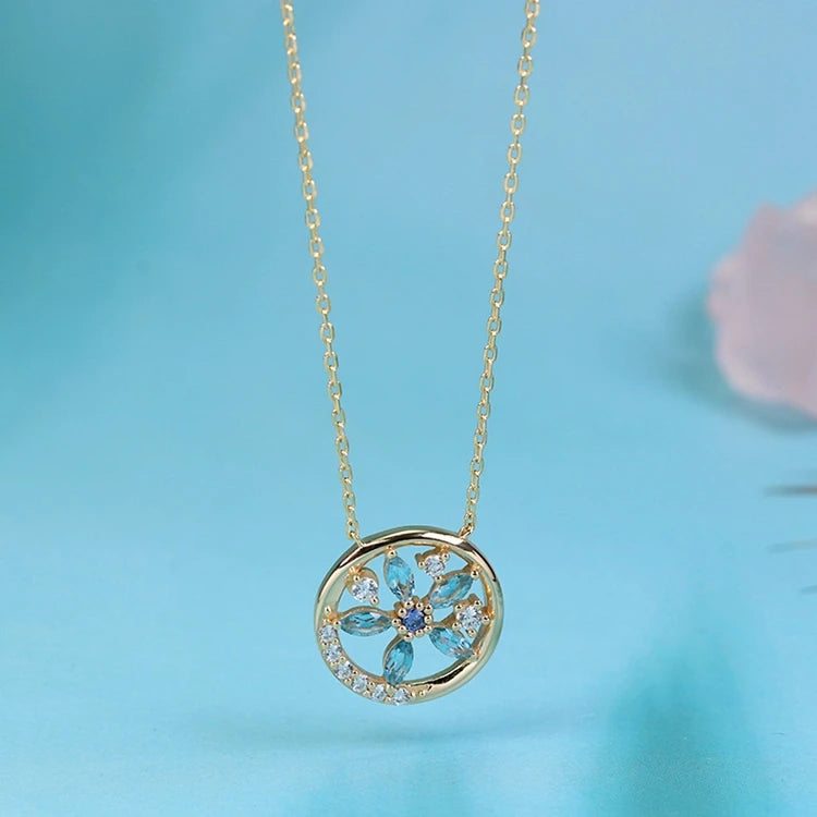 Gemstone Emotional Factory 925 Sterling Silver 14K Gold Plated Stranded Sky London Blue Topaz Tanzanite Necklace