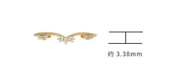 Emotional Factory 925 Sterling Silver 14K Gold Plated Cz Zircon Paired  Irregular Curve V Shaped Ring