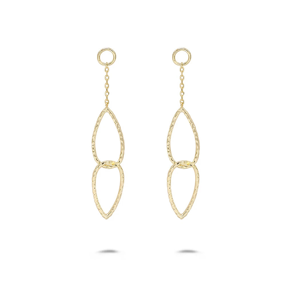 Emotional Factory 925 Sterling Silver 14K Gold Plated Gemstone Design Hollow Swaying Drops Teardrop Earrings