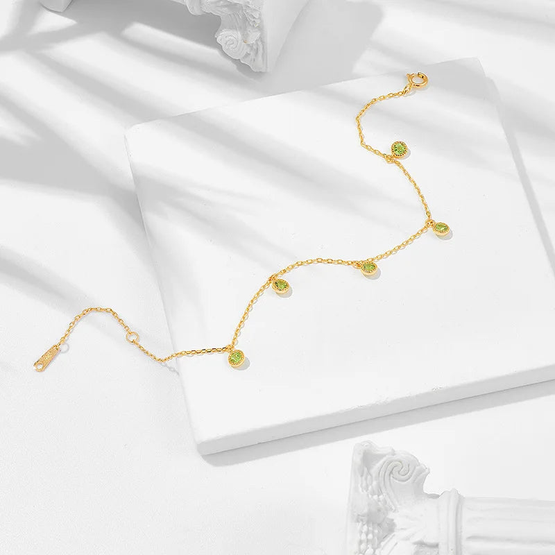 Bijoux 925 Sterling Silver Gold Plated Gemstone Peridot Garnet Amethyst African Opal Labradorite Cordierite Chrysoprase Bracelet