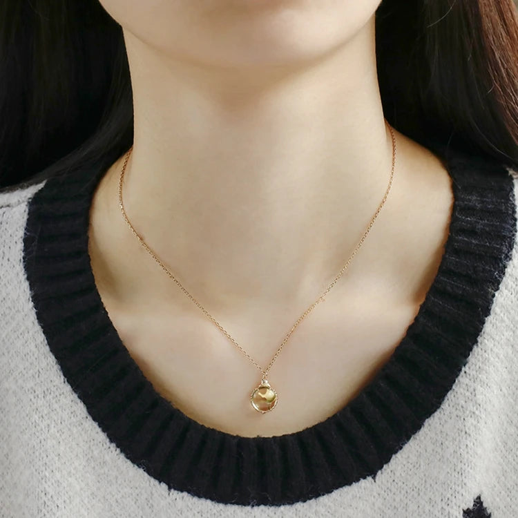 Emotional Factory 925 Sterling Silver 14K Gold Plated Gemstone Cute Cat Coloured Lemon Crystals Necklace