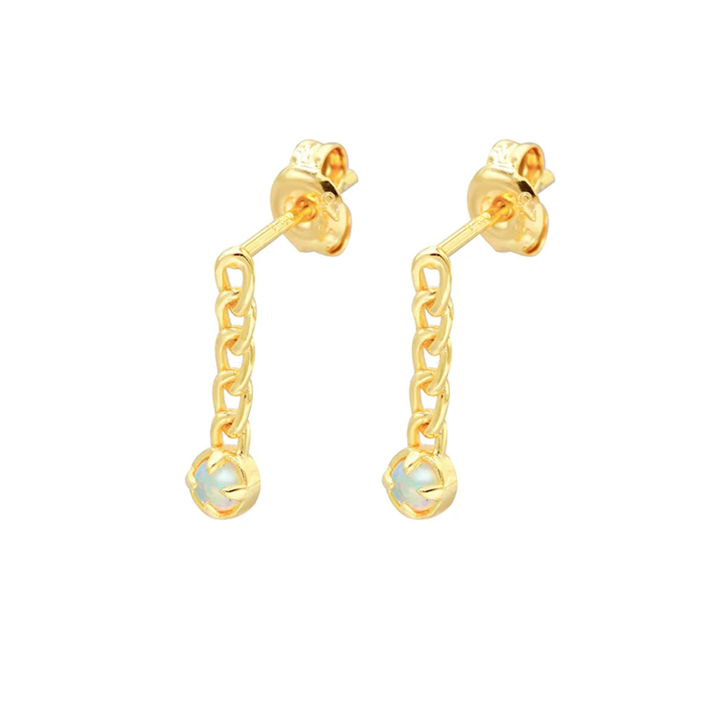 Vintage Artificial Opal Simple Bead Chain Shaped Earrings