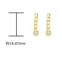 Emotional Factory 925 Sterling Silver 14K Gold Plated Gemstones Vintage Artificial Opal Simple Bead Chain Shaped Earrings