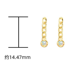 Vintage Artificial Opal Simple Bead Chain Shaped Earrings