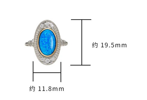 925 Sterling Silver 14K Gold Plated Gem Stone Gemstone Retro Hollow Vintage British Style Artificial Opal Combination Ring